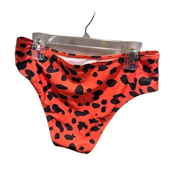 Orange and black leopard print bikini bottoms size medium - Picture 1 of 4